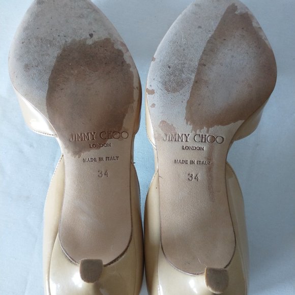 Jimmy Choo Nude Leather Kitten Heel Peep Toe Shoes - Picture 9 of 9